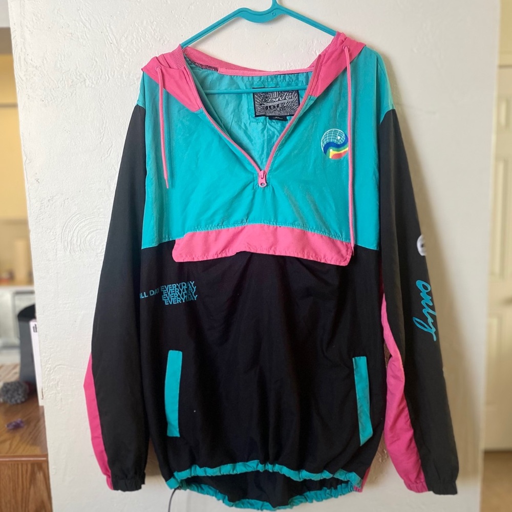 Retro good vibes windbreaker
